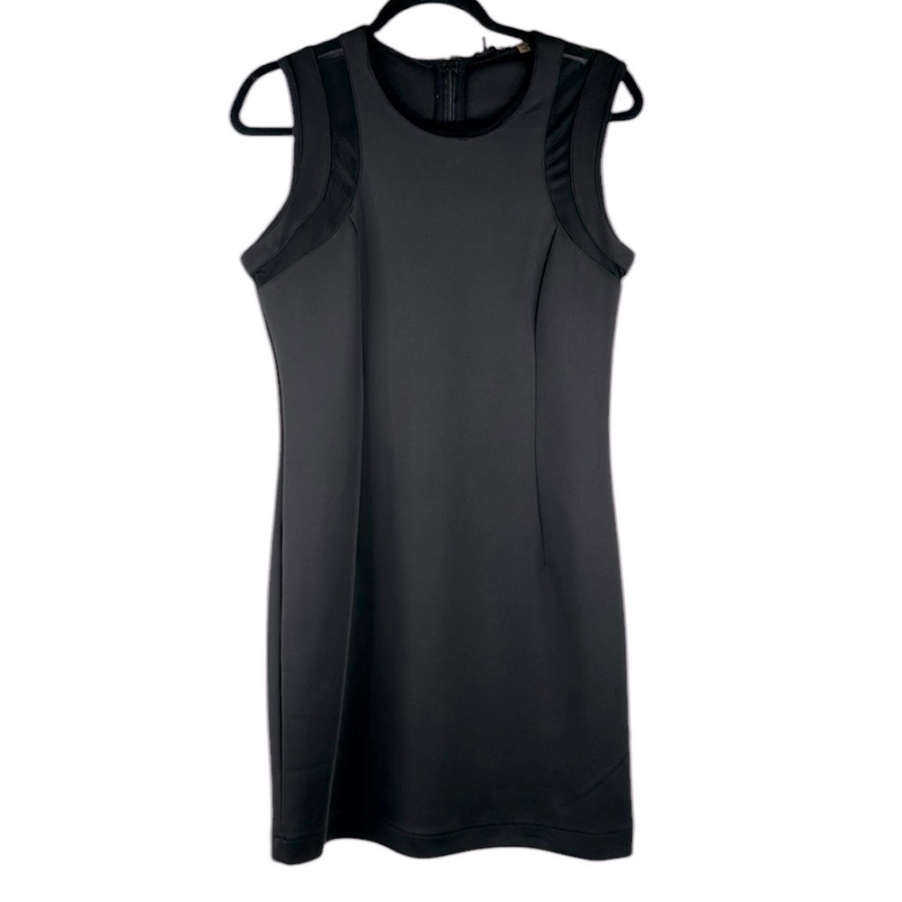 DEX Black Sleeveless Sheer Detail Sheath Cocktail Little Black Dress Size Large - Picture 1 of 5